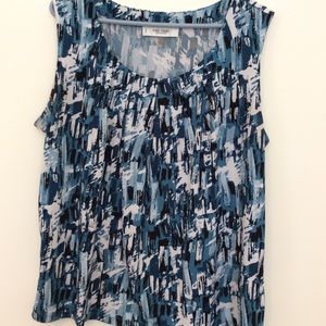 Blue and black patterned shell top